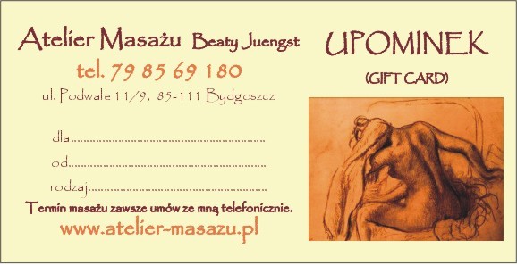 Gift Card Massage Atelier in Bydgoszcz