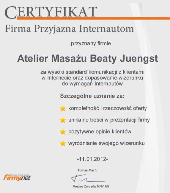 Massage Atelier of Beata Juengst in the center of Bydgoszcz - Internet Users Friendly Company